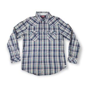 Mambo Australia Multi Colors Plaid Western Style Pearl Snap Men's Shirt‎ Large